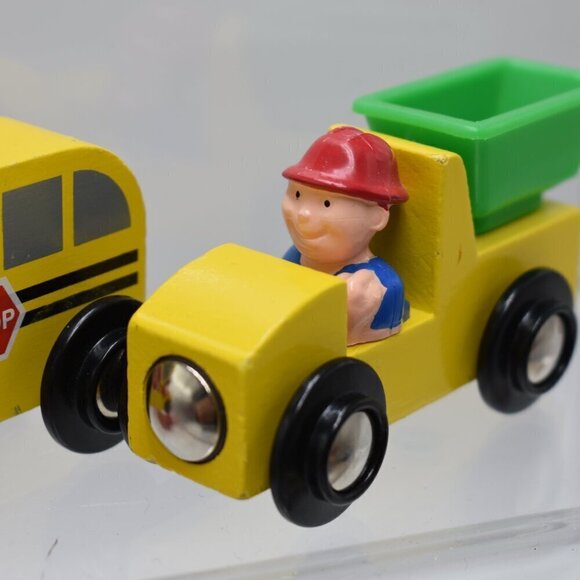 Wooden Tumble Tree Town Folk Wooden Dump Truck Construction Worker Driver n Bus - Picture 6 of 10